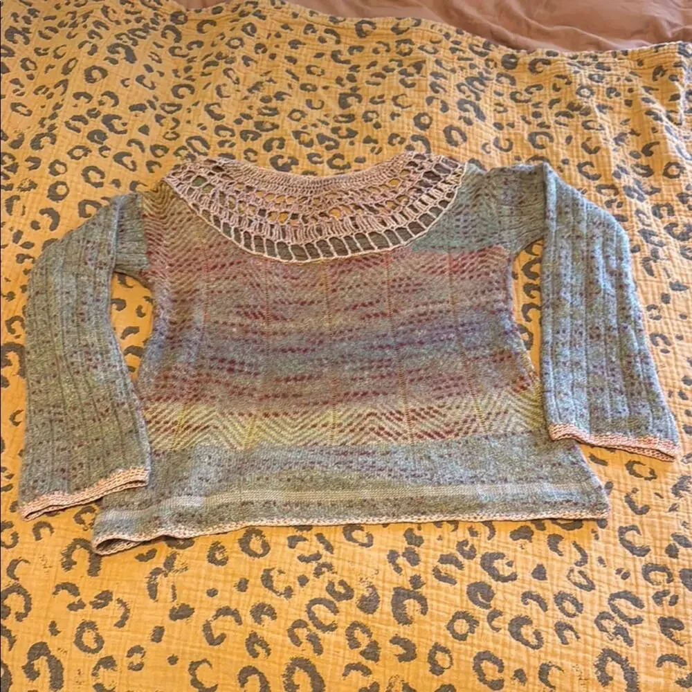 Free people morning bell crochet mohair sweater size S - Picture 7 of 10